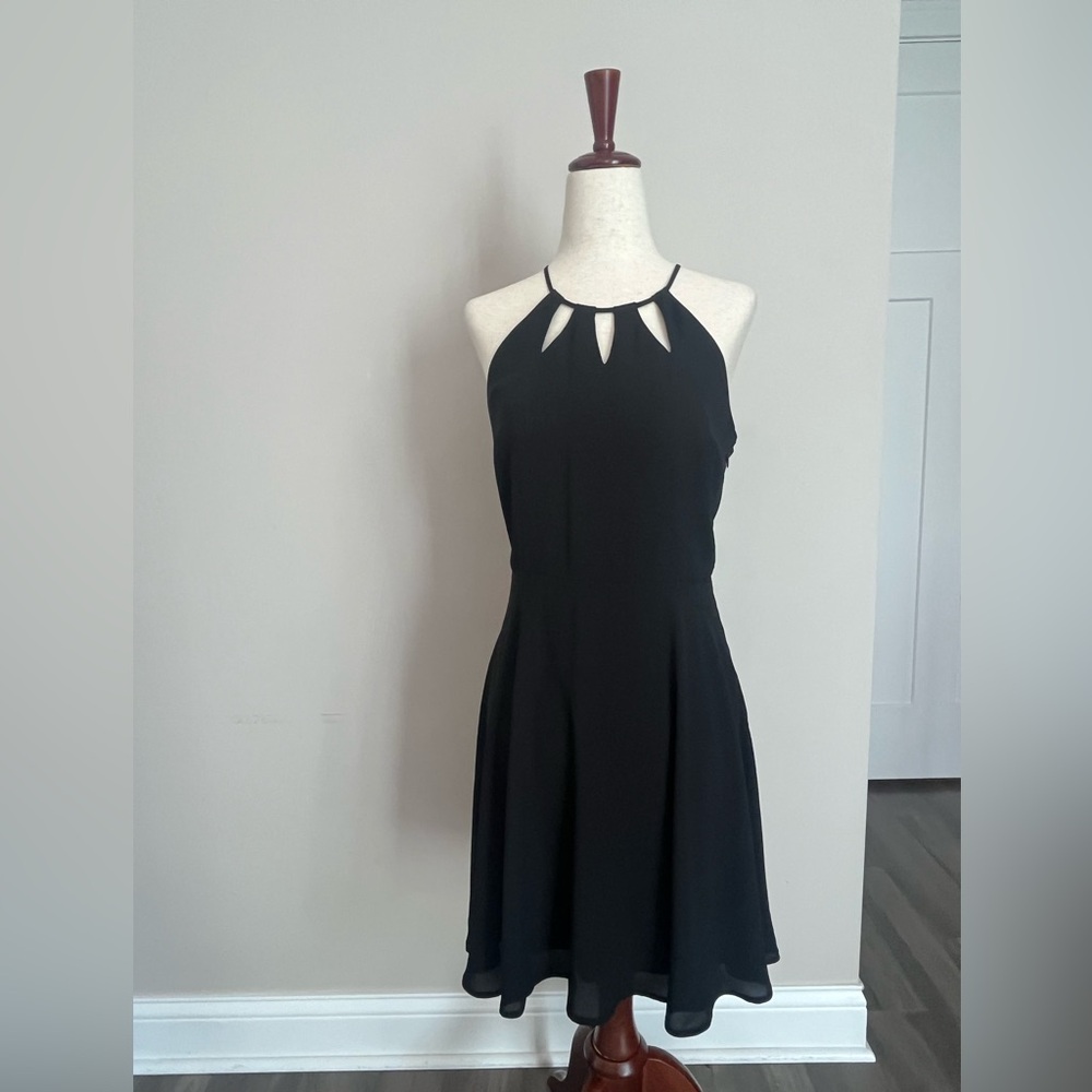 Express Black Halter Cutout Mini Dress